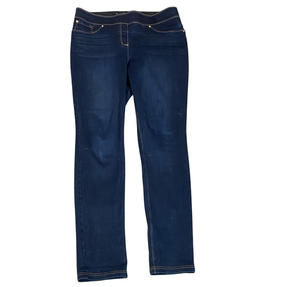 Slim Factor‎ by Investments Skinny Cuff Legging Sz L Blue Jeans #336F
